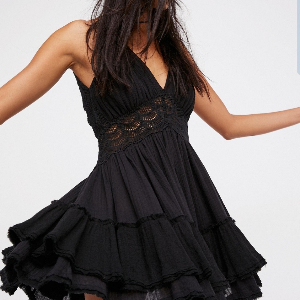 Free People Black 200 Degree Mini Dress